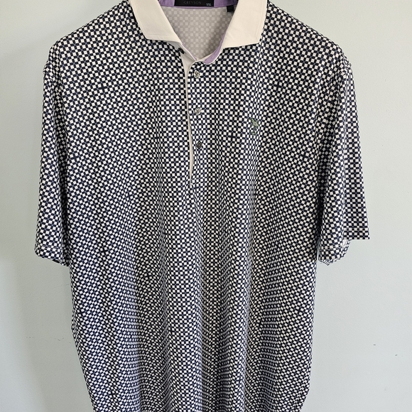 Greyson Navy and White Patterned Performance Polo Shirt Size XXL - Picture 1 of 6